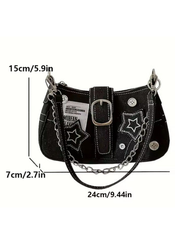 Жіноча сумка через плече з зірками,молодіжна сумка крос-боді чорна No Brand (366220364)