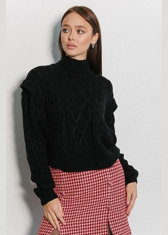 Вязаный женский черный свитер с ромбами MKAR200244-1 Modna KAZKA (337145136)