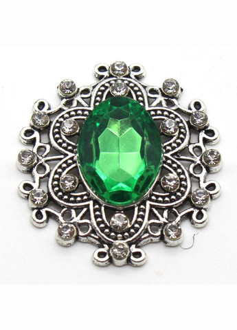 Стразовый декор Овал, ажурный, античное серебро, 27х24 мм, зеленый No Brand (341731303)