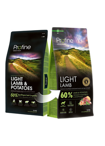 Корм сухий Light Lamb and Potatoes для собак з надмірною вагою, з ягнятиною та картоплею, 12 кг Profine (306721756)