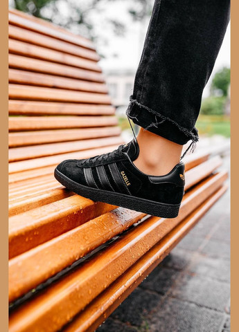 Черные демисезонные кроссовки мужские adidas Gazelle Black