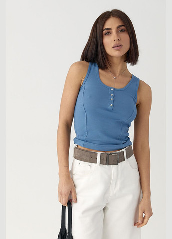 Приталенная майка в рубчик с декоративными швами Lurex — 323644692