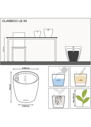 Кашпо Classico Premium LS 35 White (16060) Lechuza (323128743)