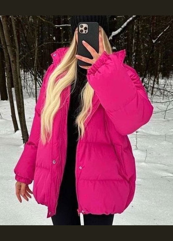 Малиновая демисезонная куртка двойная капюшон синтепон 250 No Brand