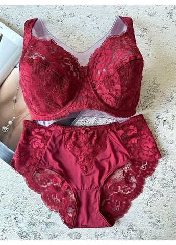 Бордовый бордовое женское белье большого размера комплект на чашку f Lanny Mode