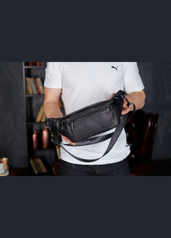 Сумка-бананка чоловіча стильна із натуральної гладкої шкіри чорна TD-31848 Tiding Bag (359380741)