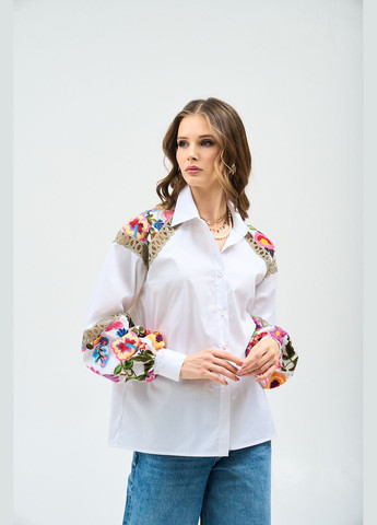 Молочна яскрава вишиванка з мереживними вставками - ua44 / eu38 Iren Klairie