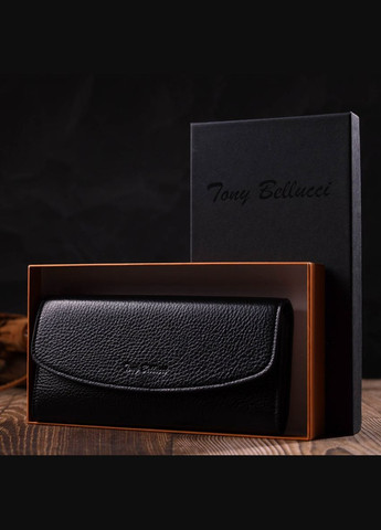 Жіночий гаманець з монетницею на блискавці з натуральної шкіри 21966 Чорний Tony Bellucci (306881286)