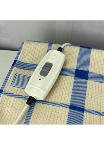 Электропростынь односпальная с цветным рисунком Байка Турция 75x155 см 55211 Клетка Сине-желтая Lux (317729135)