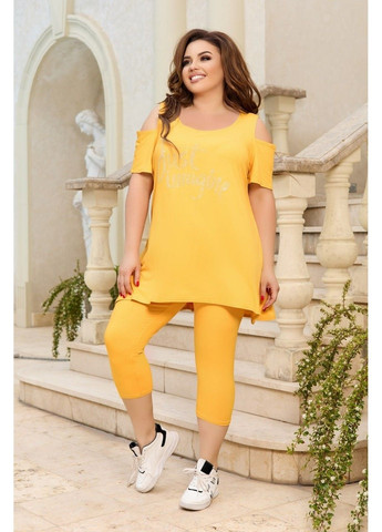 Віскозний костюм мод Фл 3483, гірчичний, розмір 64-66 No Brand (355469571)