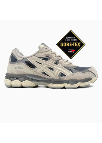 Сірі Осінні кросівки чоловічі asics gel-nyc grey / beige gore-tex асікс гель нюк No Brand