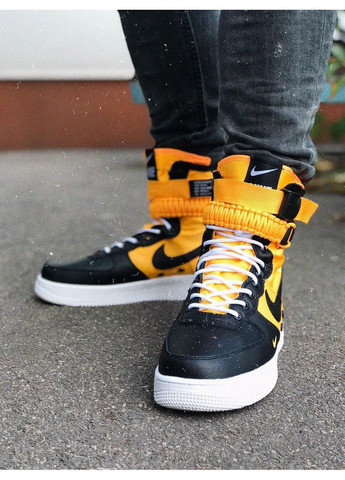 КРОССОВКИ ЖЕНСКИЕ NIKE SPECIAL FLED AIR FORCE 1 YELLOW WHITE BLACK НАЙК No Brand чёрные демисезоны (367174958)