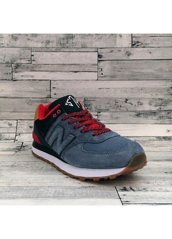 КРОССОВКИ ЖЕНСКИЕ NEW BALANCE 574 GREY BLACK RED НЬЮ БЕЛАНС 574 No Brand серые демисезоны (367174432)