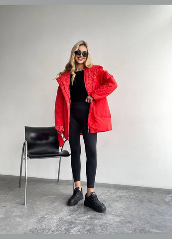 Червона жіноча тепла куртка під пояс колір червоний р.46/48 450135 New Trend