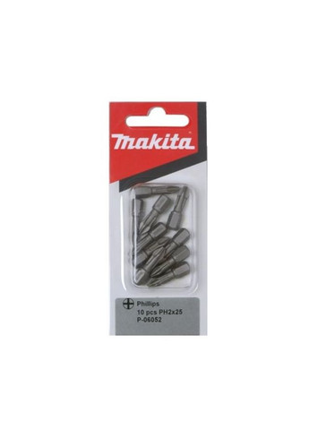 Набор бит насадок P-06052 (PH2, 25 мм, 10 шт) Phillips биты с шестигранным хвостовиком (7661) Makita (302316841)
