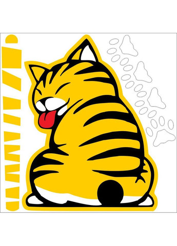 Наклейка на заднее стекло дворники авто 3D TUNING STUDIO Кот с хвостом и лапами 250х246х0.15мм No Brand (362497963)