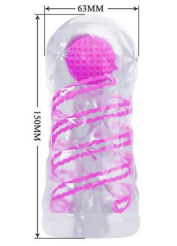 Мастурбатор із внутрішньою спіральною структурою та стимулюючою кулькою Pretty Love - Transparent masturbator Pink, BM-009229N-1 LyBaile (285786151)