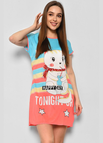 Ночная рубашка женская бирюзового цвета с рисунком Let's Shop (290839509)