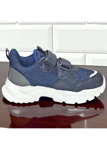 Синие демисезонные ортопедические текстильные кроссовки на липучках для мальчика Boyang