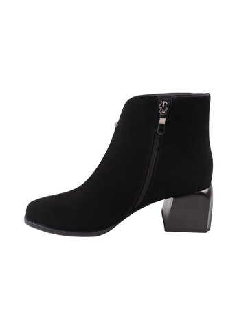 Черные ботильоны женские на каблуке черные натуральная замша VIDORCCI 82-24DH