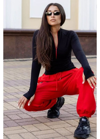 Жіночий лонгслів з червоною блискавкою Діва (362536077)