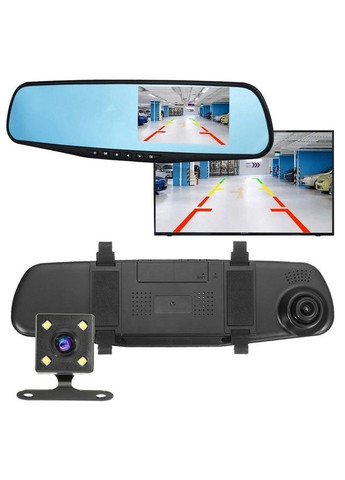 Відеореєстратор-дзеркало автомобільний Blackboх DVR AK47 з камерою заднього виду No Brand (291162701)