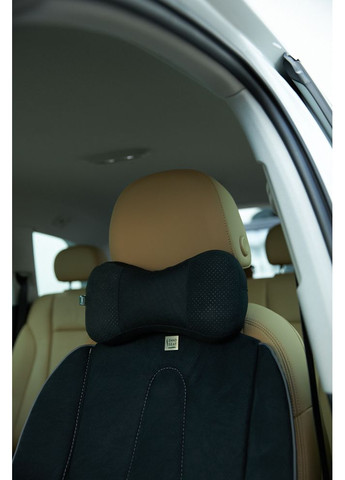 Топова подушка під шию та голову з натуральної алькантари. Чорний. AV-3AL-H-101 Ekko Seat (353719043)