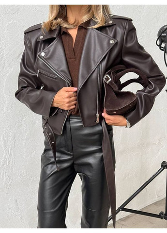 Коричнева куртка-косуха power колір шоколад milirud