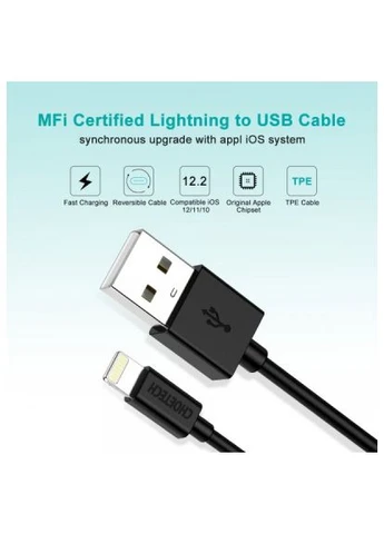 Дата кабель (IP0027-BK) CHOETECH USB 2.0 AM to Lightning 1.8m 2.1A MFI Black (388712708)