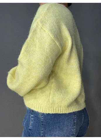 Жовтий демісезонний светр жіночий fancy matinee 6119 оверсайз меланж No Brand