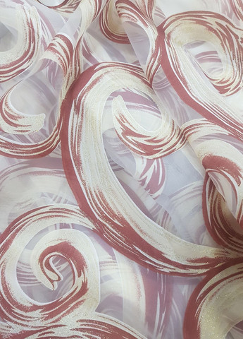 Комплект гардин до подоконника Завитки 200см молочный с терракотовым (73_2к) Firanka Venzel (364502897)