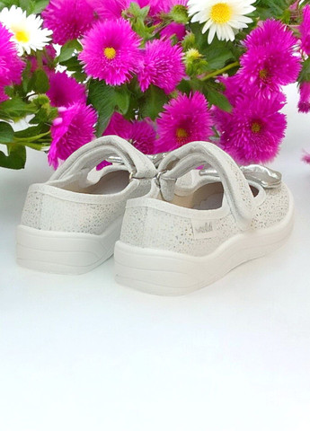 Белые ортопедические тапочки для девочки сменка в садик сменная обувь алина бант белые Waldi с бантом