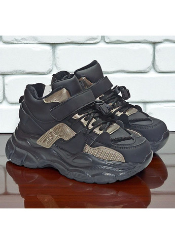 Черные демисезонные ортопедические утепленные демисезонные кроссовки на липучке для девушки подростка Tom.M