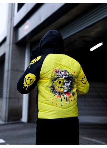 Комбинированная демисезонная мужская куртка с принтом зима капюшон No Brand