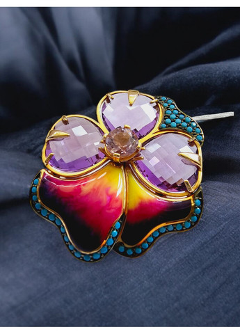 Золота брошка з аметистом 670060е-7бр Tango (354700148)