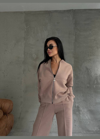 Жіночий теплий якісний спортивний костюм: кофта бомбер на блискавці і штани палаццо зі стрілками з утепленням No Brand (316094571)