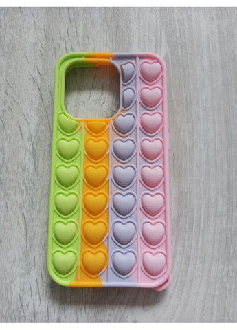 Чохол Pop it для 14 Pro Max антистрес Попіт силіконовий з серцями райдужний No Brand (360896537)