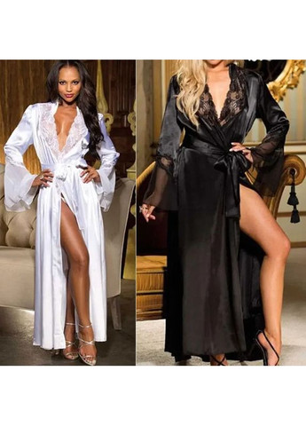 Довгий халат із мереживом. Сексуальний атласний халат. Жіночий спокусливий халат China (360866636)