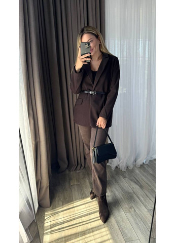 Темно-коричневый женский жакет пальто,пальто кашемир -мех,прямого кроя без подклада,карманы декоративные Україна -