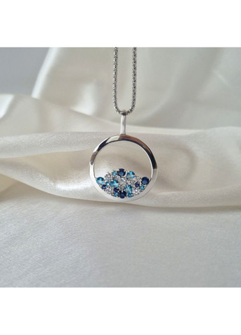 Срібна кругла підвіска з каменями Авангард Срібло 925 проби Родоване 3880р 5.91г Nobrand (370438654)