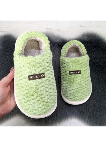 Зеленые тапочки чуни женские теплые закрытые Lion