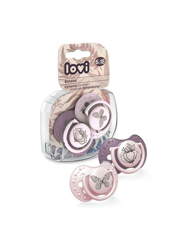 Пустушка силіконова динамічна Botanic Girl, 6-18 міс., 2 шт., фіолетовий () Lovi 22/871girl (328396604)