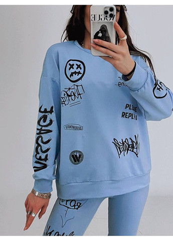 Костюм двійка штани та кофта двонитка з принтами Україна (350633928)