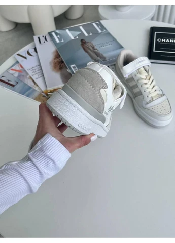 КРОССОВКИ ЖЕНСКИЕ ADIDAS FORUM WHITE GREY АДИДАС ФОРУМ БЕЛЫЕ No Brand белые демисезоны (392005183)