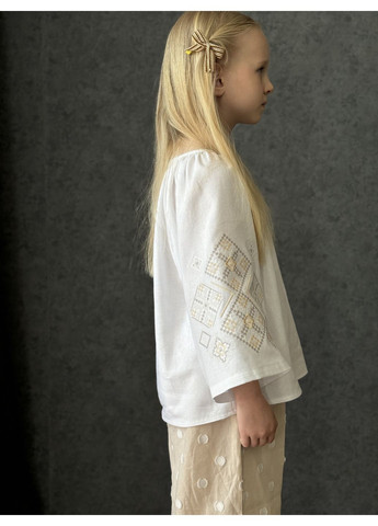 Белая вышиванка для девочки зарево Kashtanchik лен (366213545)