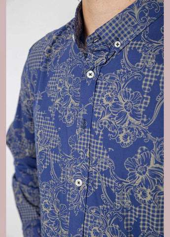 Синяя классическая рубашка с цветами No Brand
