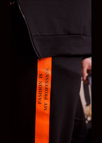 Женский спортивный костюм цвет черный с оранжевым р.50/54 450799 New Trend (282926655)