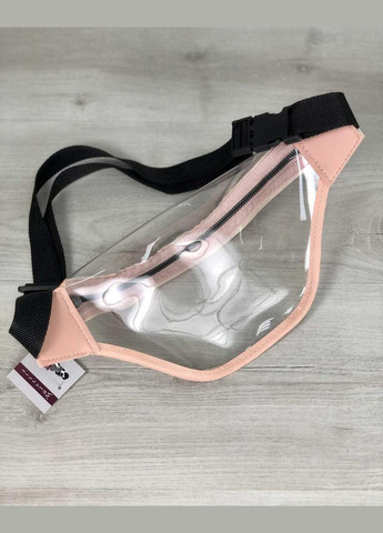 Силіконова прозора бананка на пояс/через плече на 1 відділення пудрового кольору WeLassie (298568895)