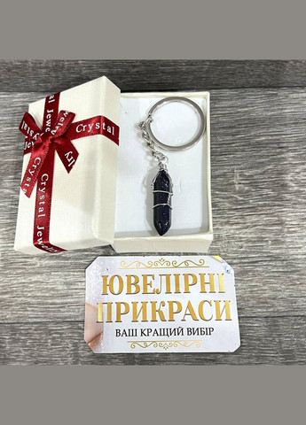 Кулон натуральный камень Авантюрин "Ночи Каира" в виде кристалла шестигранника в оплетке на брелке в коробочке Овен (331291900)