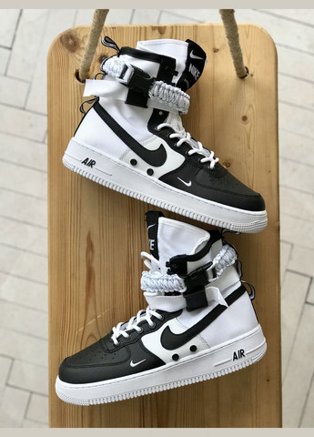 Чорно-білі всесезон кросівки чоловічі nike air force 1 sf black white | найк аір форс 1 сф чорно-білі No Brand
